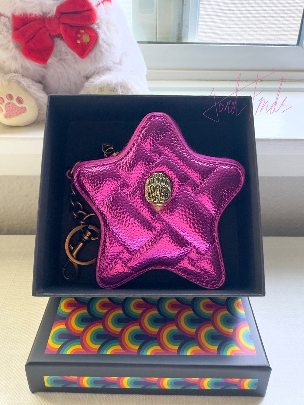 NWT⭐️ KURT GEIGER LONDON METALLIC FUCHSIA KENSINGTON STAR CHARM